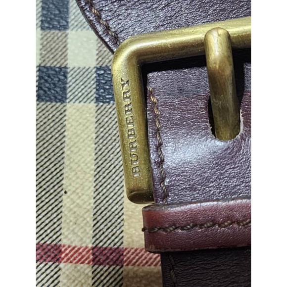 Authentic Burberry Vintage Haymarket Check PVC and Leather Buckle Shoulder Bag - Picture 10 of 16